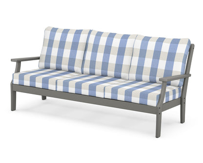 POLYWOOD® Braxton Deep Seating Sofa in Slate Grey / Buffalo Plaid Sky Blue