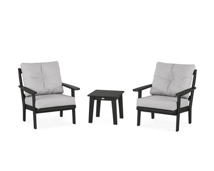 POLYWOOD® Mission 3-Piece Deep Seating Set in Black / Granite