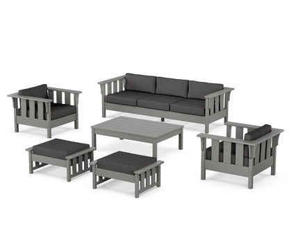 Martha Stewart by POLYWOOD® Acadia 6-Piece Lounge Sofa Set in Slate Grey / Spectrum Carbon