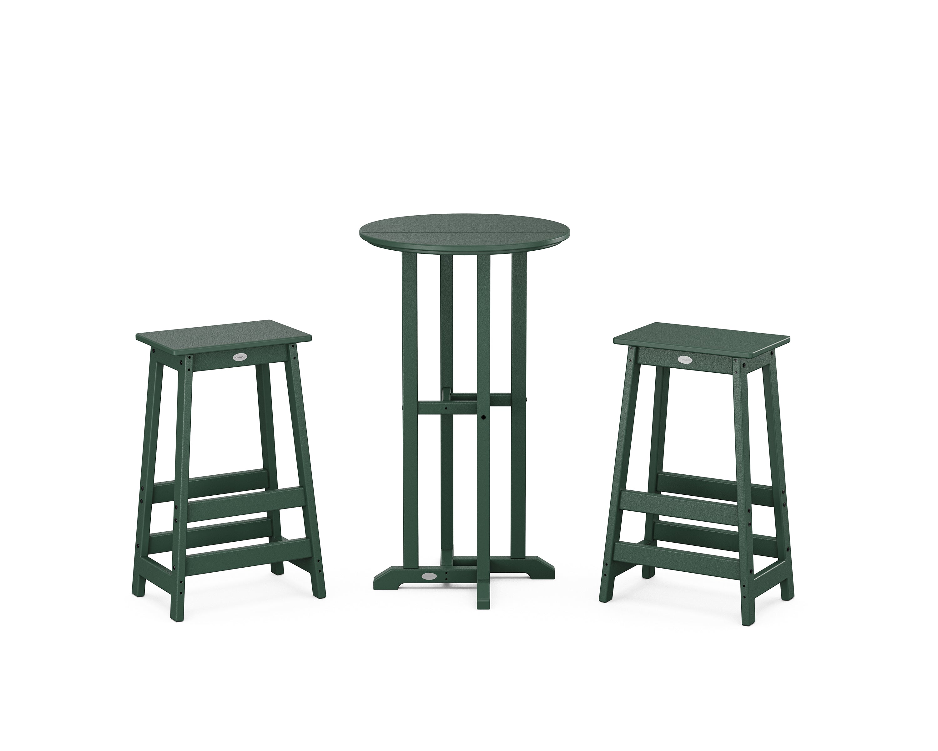 POLYWOOD® Modern Studio Bar Stool 3-Piece Bistro Set in Green
