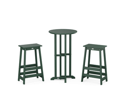 POLYWOOD® Modern Studio Bar Stool 3-Piece Bistro Set in Green