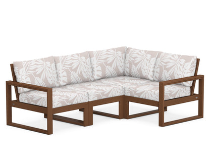 POLYWOOD® EDGE 4-Piece Modular Deep Seating Set in Teak / Leaf Dune Burlap