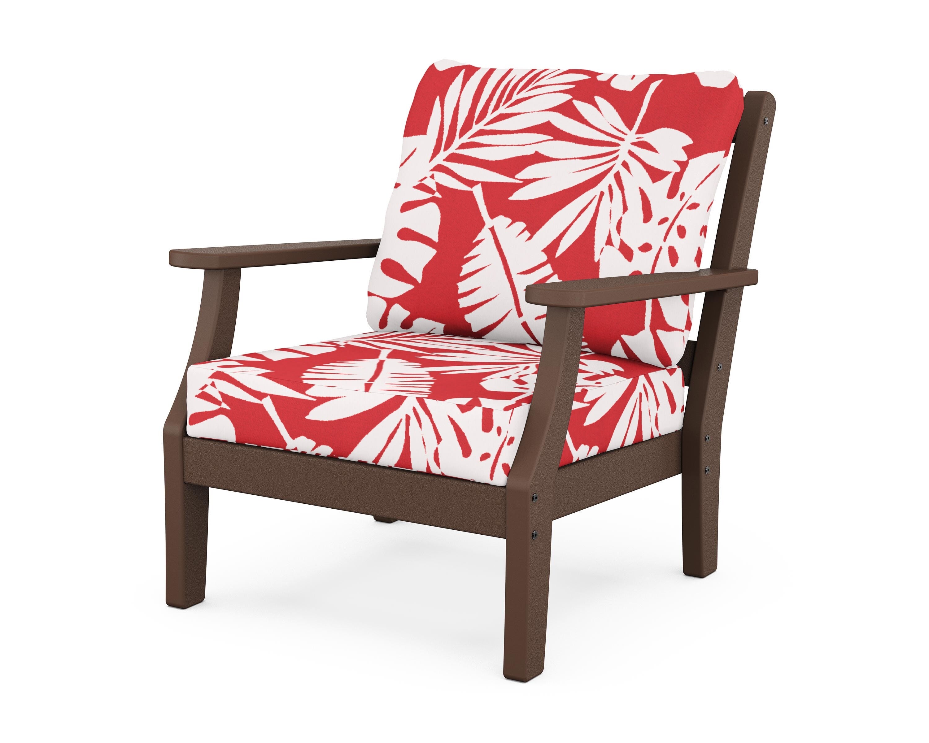 Martha Stewart by POLYWOOD® Chinoiserie Deep Seating Chair in Mahogany / Leaf Crimson