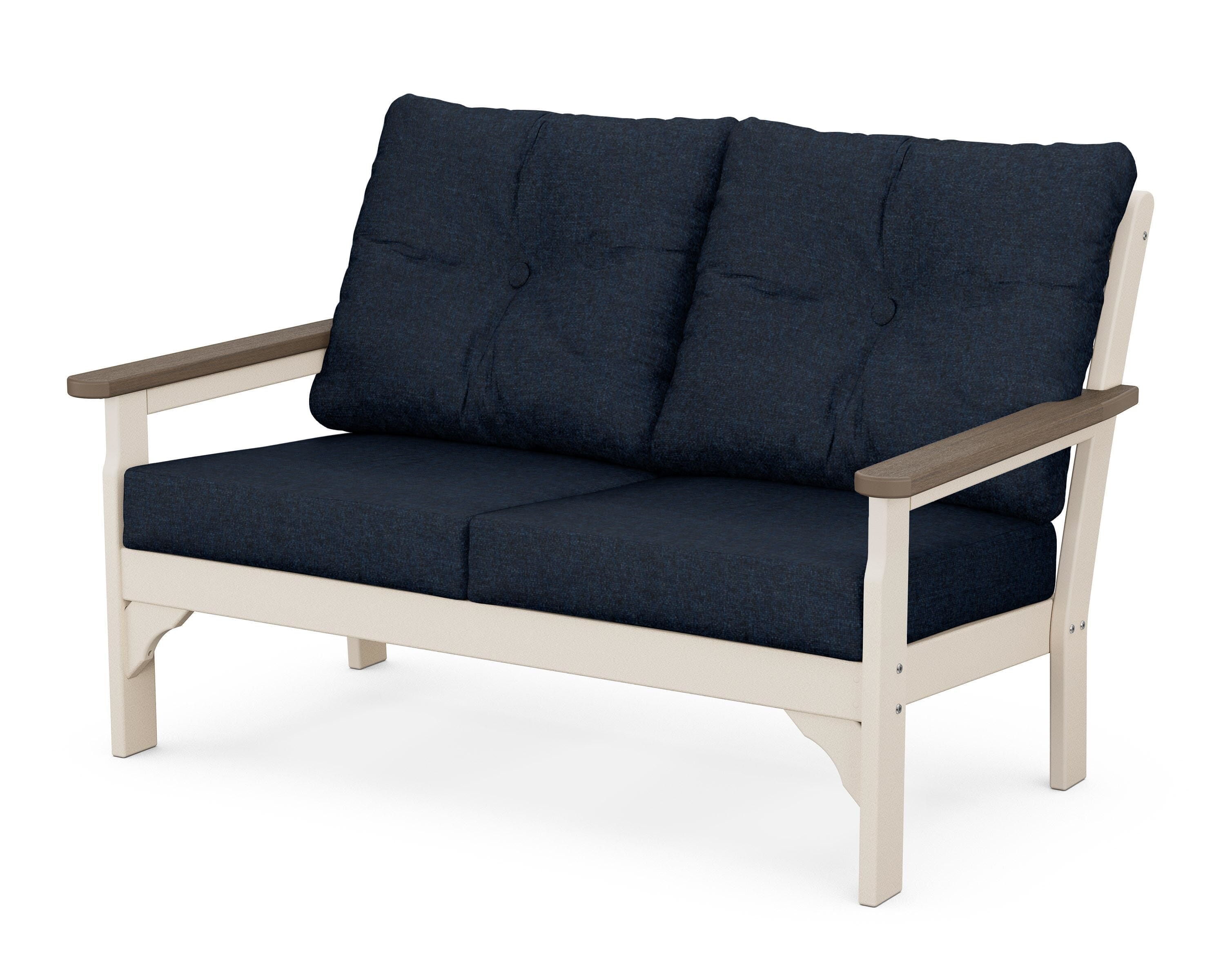 POLYWOOD® Vineyard Deep Seating Loveseat in Sand / Kona / Marine Indigo