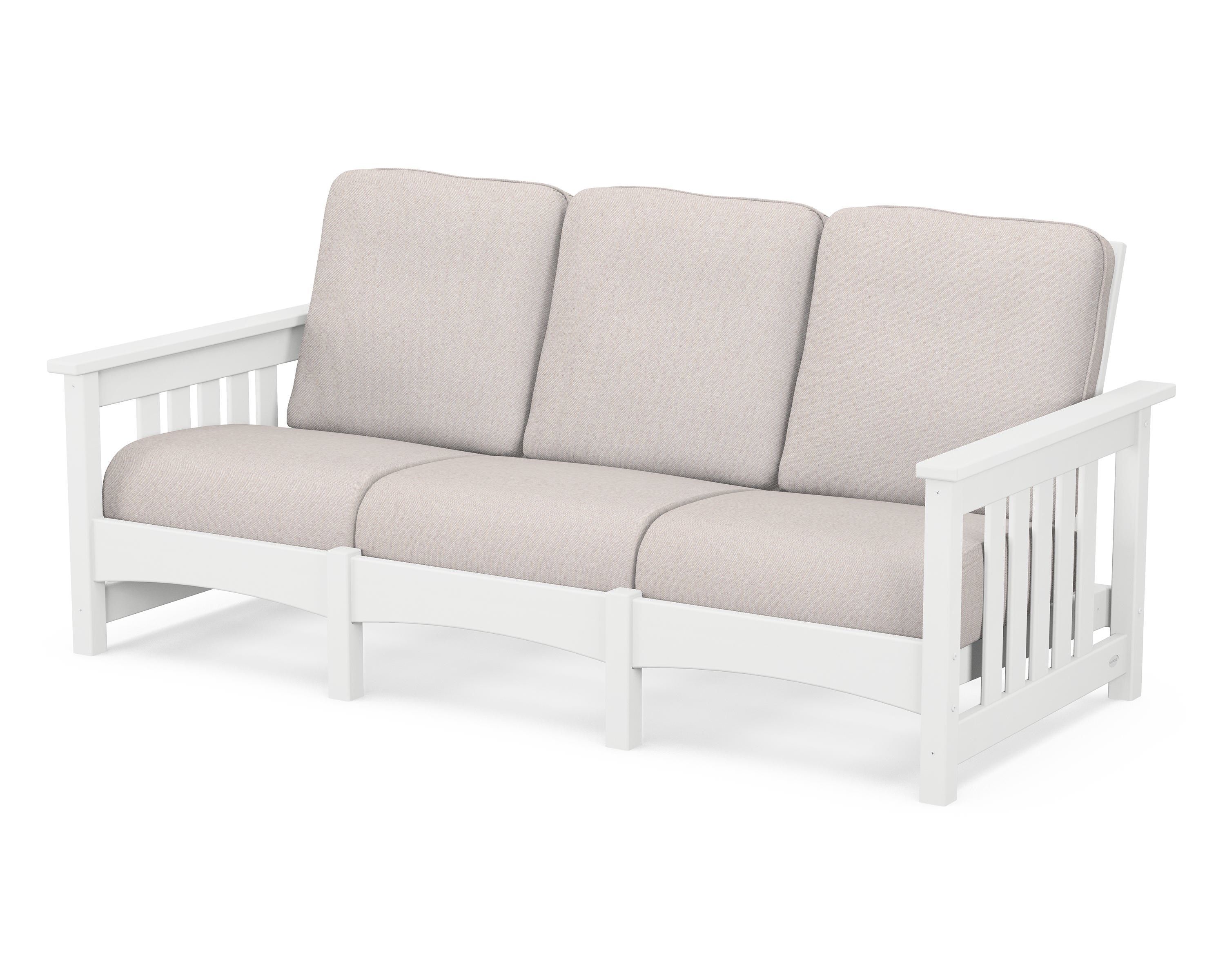 POLYWOOD® Club Mission Sofa in White / Dune Burlap
