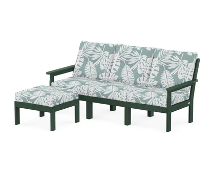 POLYWOOD® Vineyard 4-Piece Sectional with Ottoman in Green / Leaf Glacier Spa