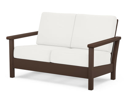 POLYWOOD® Harbour Deep Seating Loveseat in Mahogany / Natural Linen