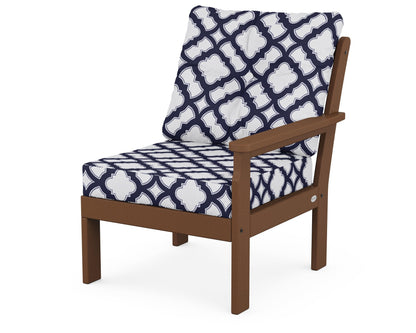 POLYWOOD® Vineyard Modular Right Arm Chair in Teak / Trellis Navy