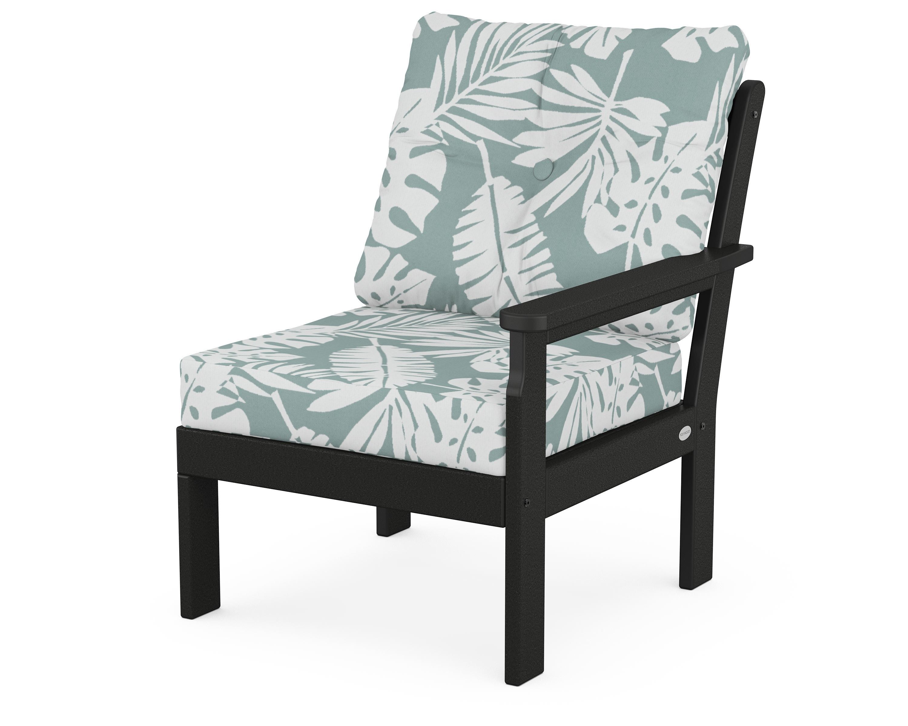 POLYWOOD® Vineyard Modular Right Arm Chair in Black / Leaf Glacier Spa
