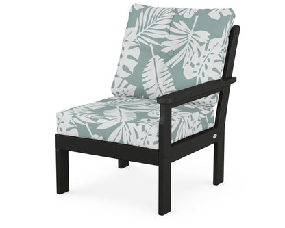 POLYWOOD® Vineyard Modular Right Arm Chair in Black / Leaf Glacier Spa