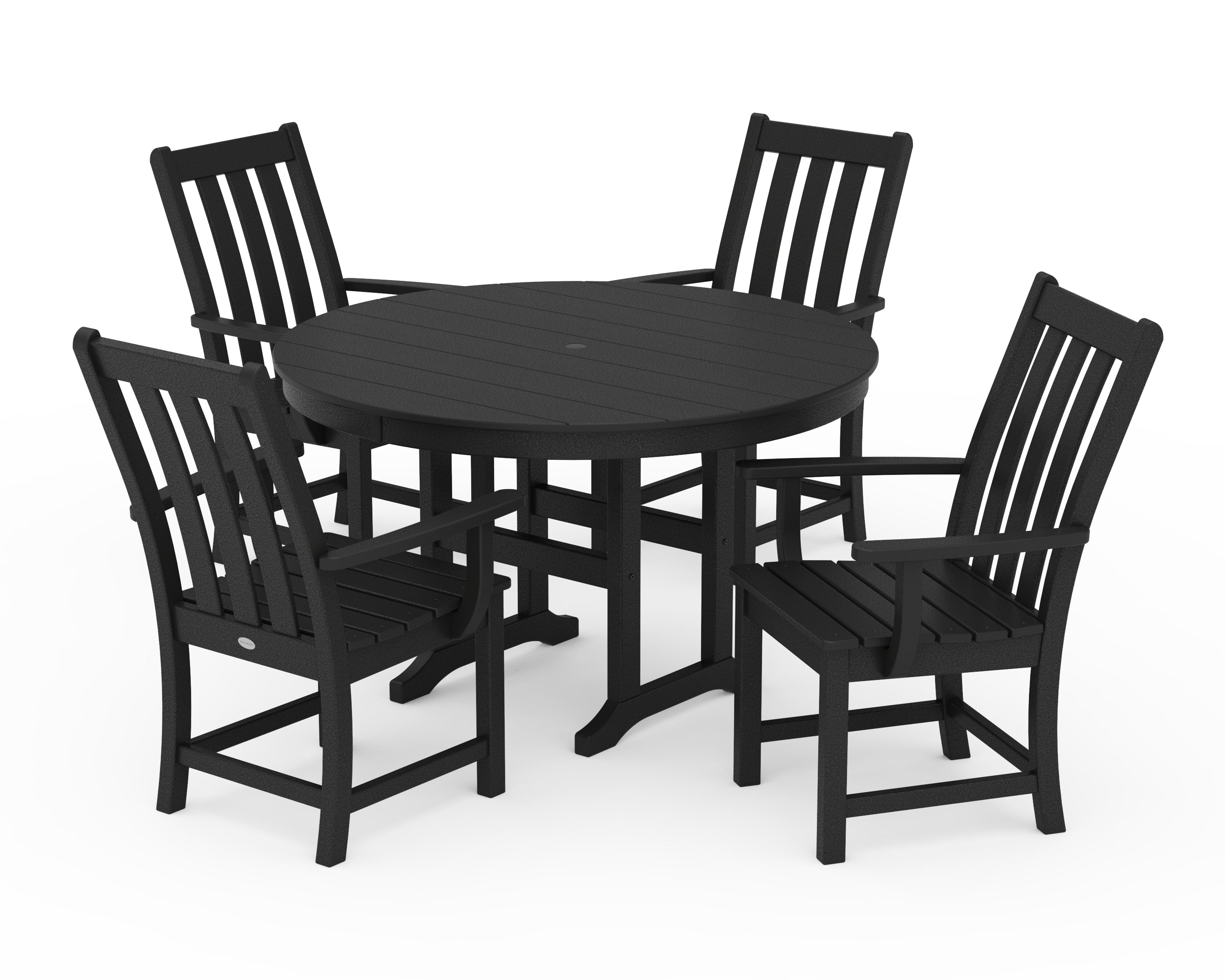 POLYWOOD® Vineyard 5-Piece Round Farmhouse Dining Set in Black