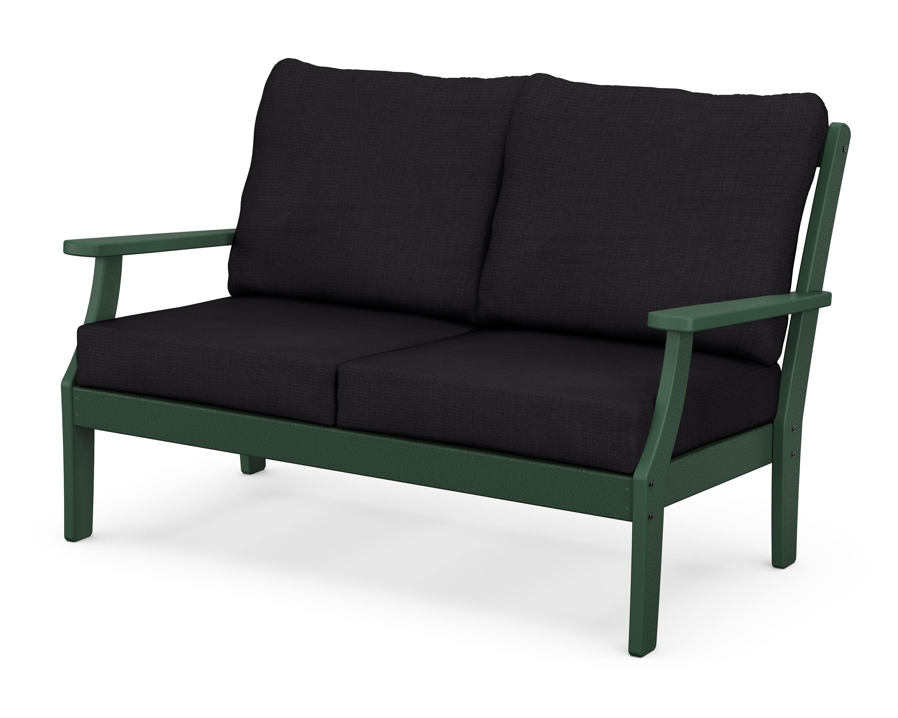 POLYWOOD® Braxton Deep Seating Loveseat in Green / Midnight Linen