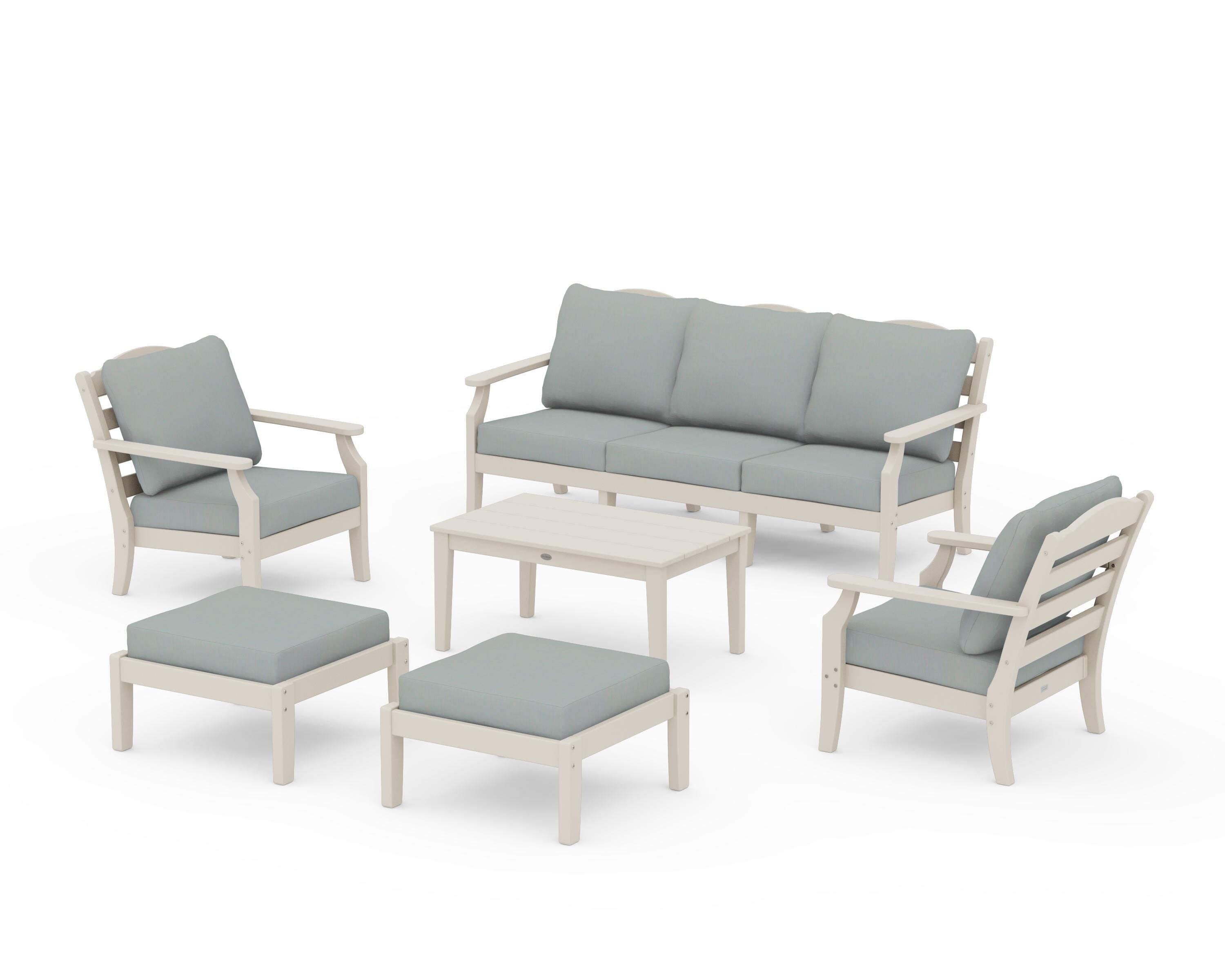 Draper James™ by  POLYWOOD® Savannah 6-Piece Lounge Sofa Set in Sand / Spa