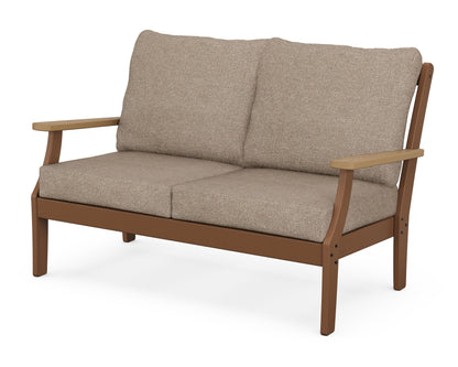 POLYWOOD® Braxton Deep Seating Loveseat in Teak / Natural / Spiced Burlap