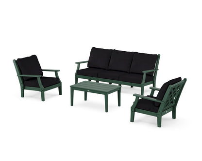 Country Living Wovendale 4-Piece Deep Seating Set with Sofa in Green / Midnight Linen