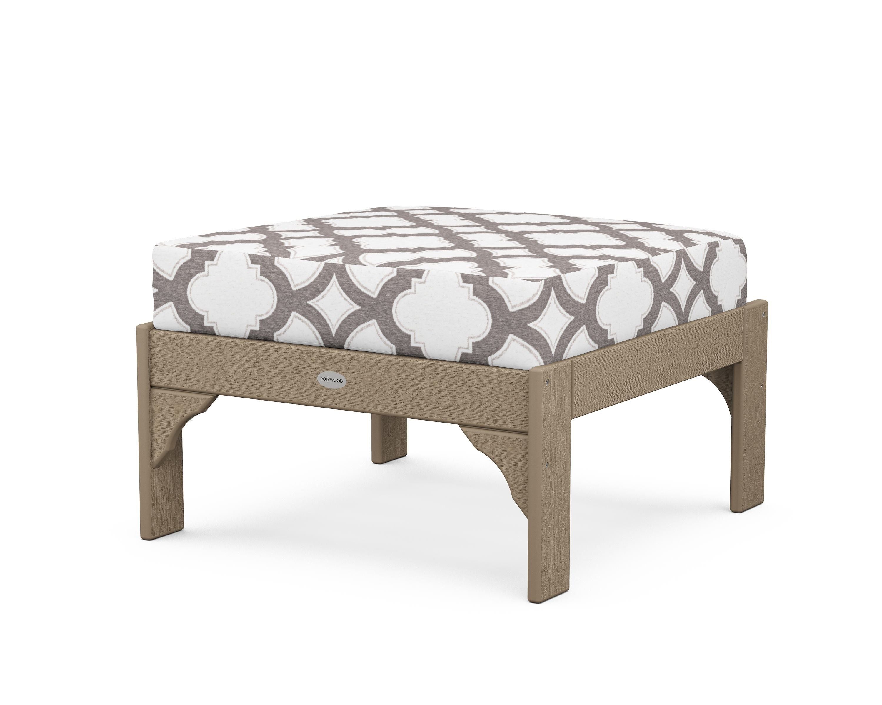 POLYWOOD¬Æ Vineyard Deep Seating Ottoman in Vintage Sahara / Trellis Grey Mist