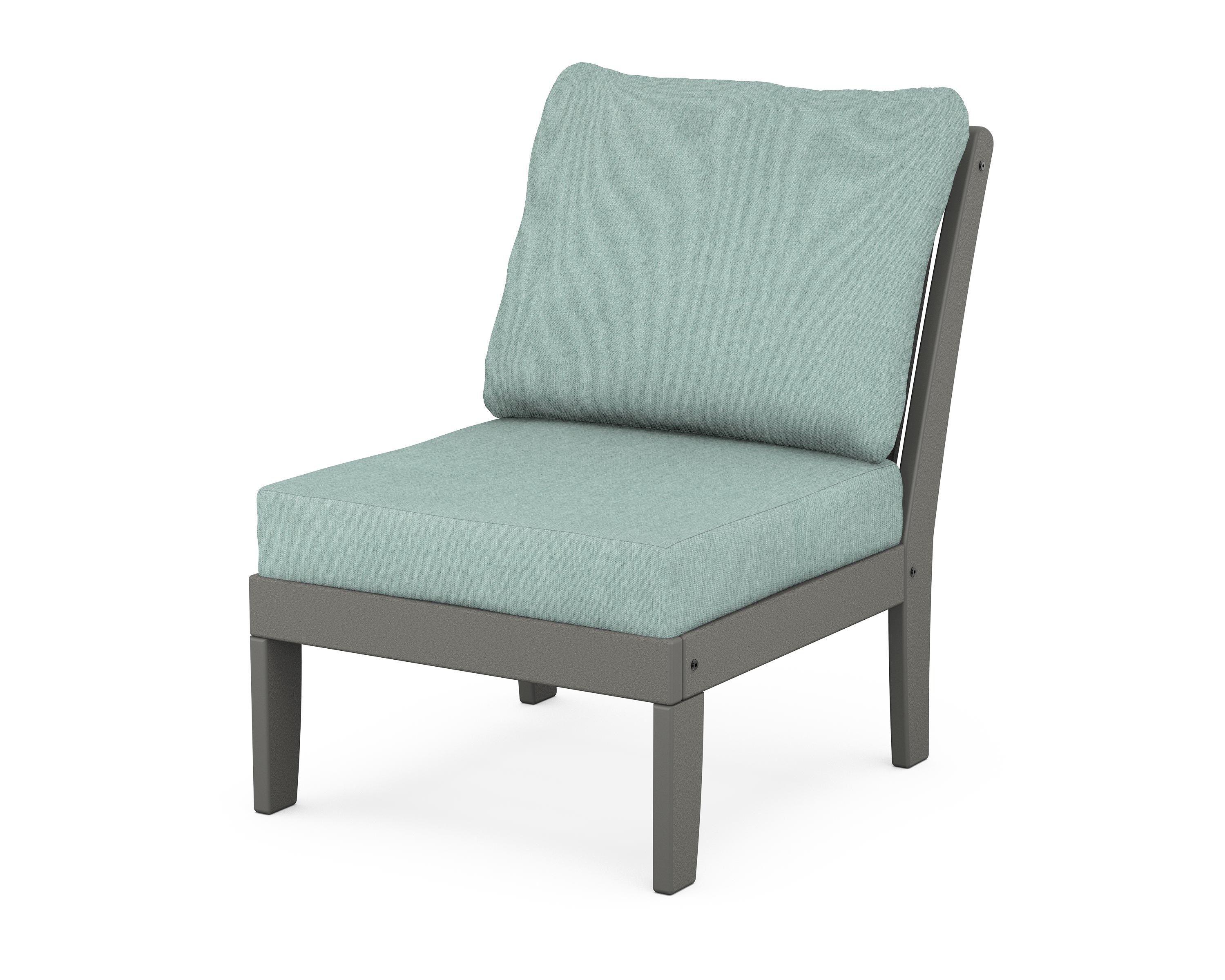POLYWOOD® Braxton Modular Armless Chair in Slate Grey / Glacier Spa