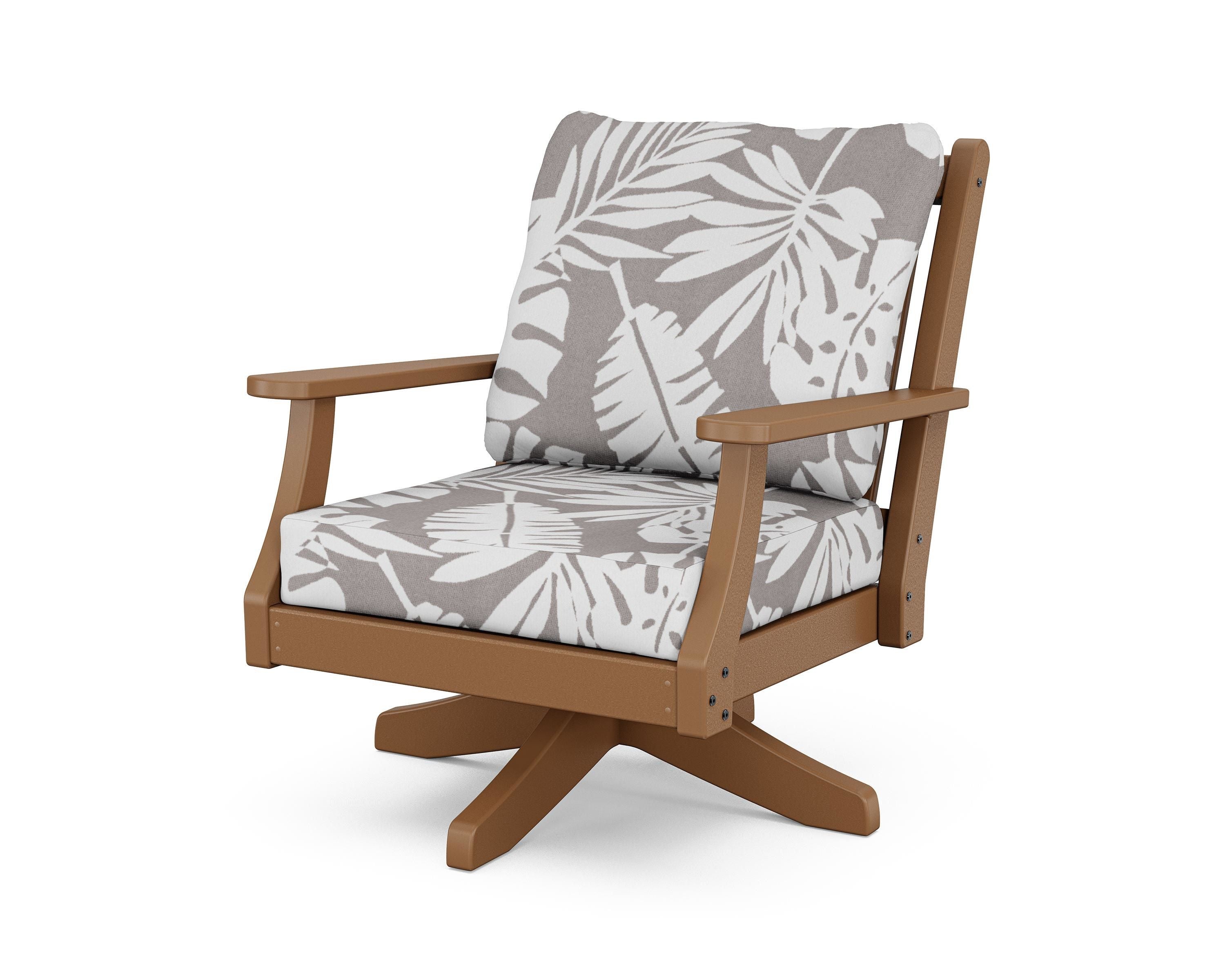 Country Living Wovendale Deep Seating Swivel Chair in Teak / Leaf Grey Mist