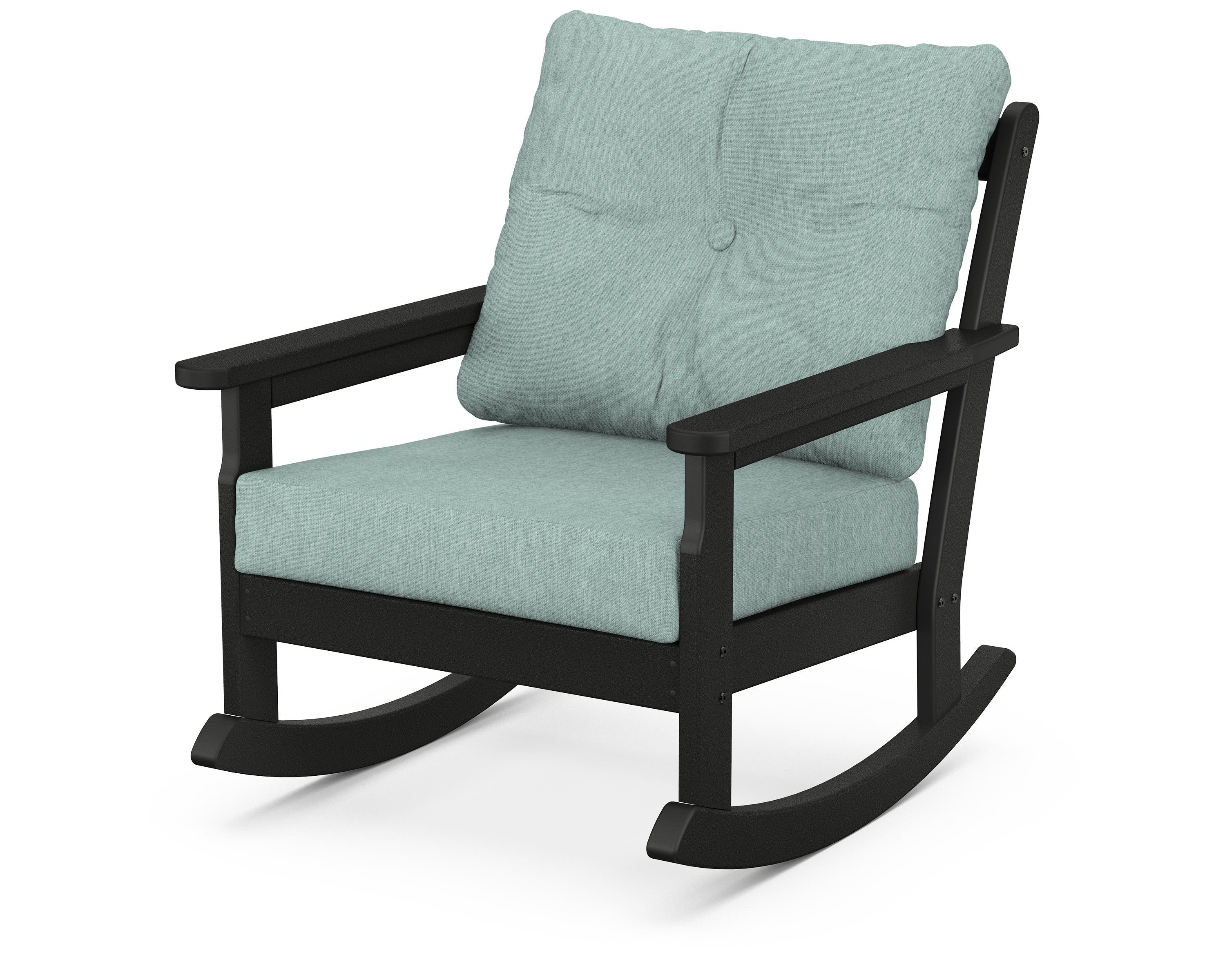 POLYWOOD® Vineyard Deep Seating Rocking Chair in Black / Glacier Spa