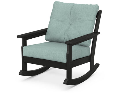 POLYWOOD® Vineyard Deep Seating Rocking Chair in Black / Glacier Spa