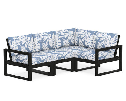 POLYWOOD® EDGE 4-Piece Modular Deep Seating Set in Black / Leaf Sky Blue