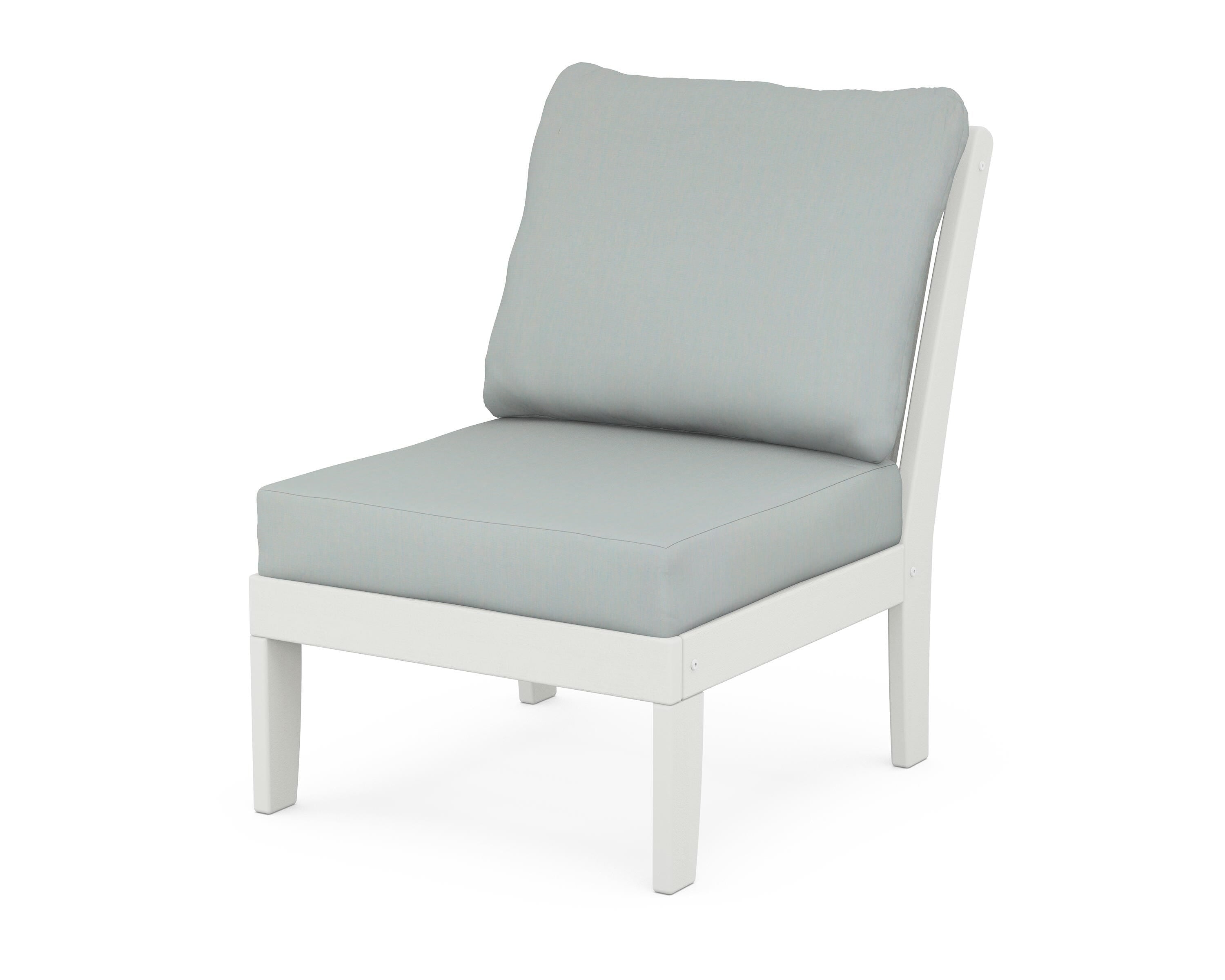 POLYWOOD® Braxton Modular Armless Chair in Vintage White / Spa