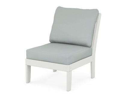 POLYWOOD® Braxton Modular Armless Chair in Vintage White / Spa