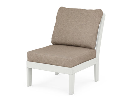 POLYWOOD® Braxton Modular Armless Chair in Vintage White / Spiced Burlap