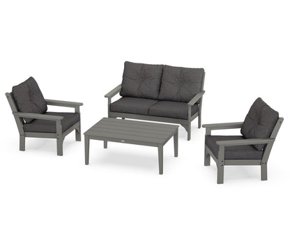 POLYWOOD® Vineyard 4-Piece Deep Seating Set in Slate Grey / Ash Charcoal