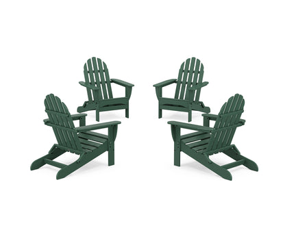 POLYWOOD® 4-Piece Classic Folding Adirondack Conversation Set in Green