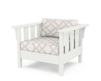 Martha Stewart by POLYWOOD® Acadia Deep Seating Chair in White / Trellis Dune Burlap