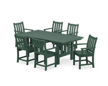POLYWOOD® Traditional Garden Arm Chair 7-Piece Mission Dining Set in Green
