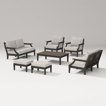 PW Designer Series Estate 7-Piece Lounge Loveseat Set in Vintage Coffee / Cast Ash