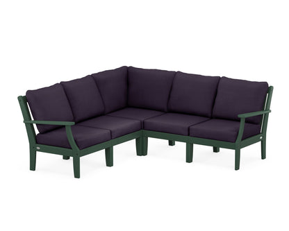 POLYWOOD® Braxton Modular 5-Piece Deep Seating Set in Green / Navy Linen