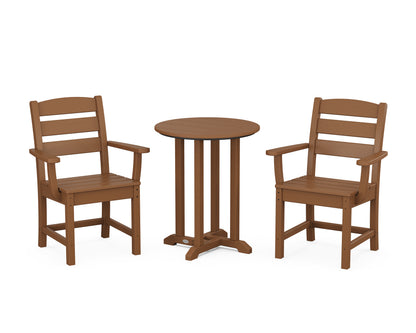 POLYWOOD® Lakeside 3-Piece Round Bistro Dining Set in Teak