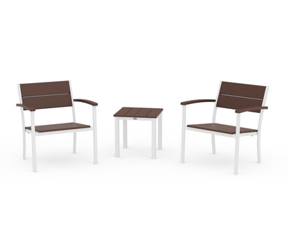 POLYWOOD® Main Street 3-Piece Lounge Chair Set in White / Mahogany