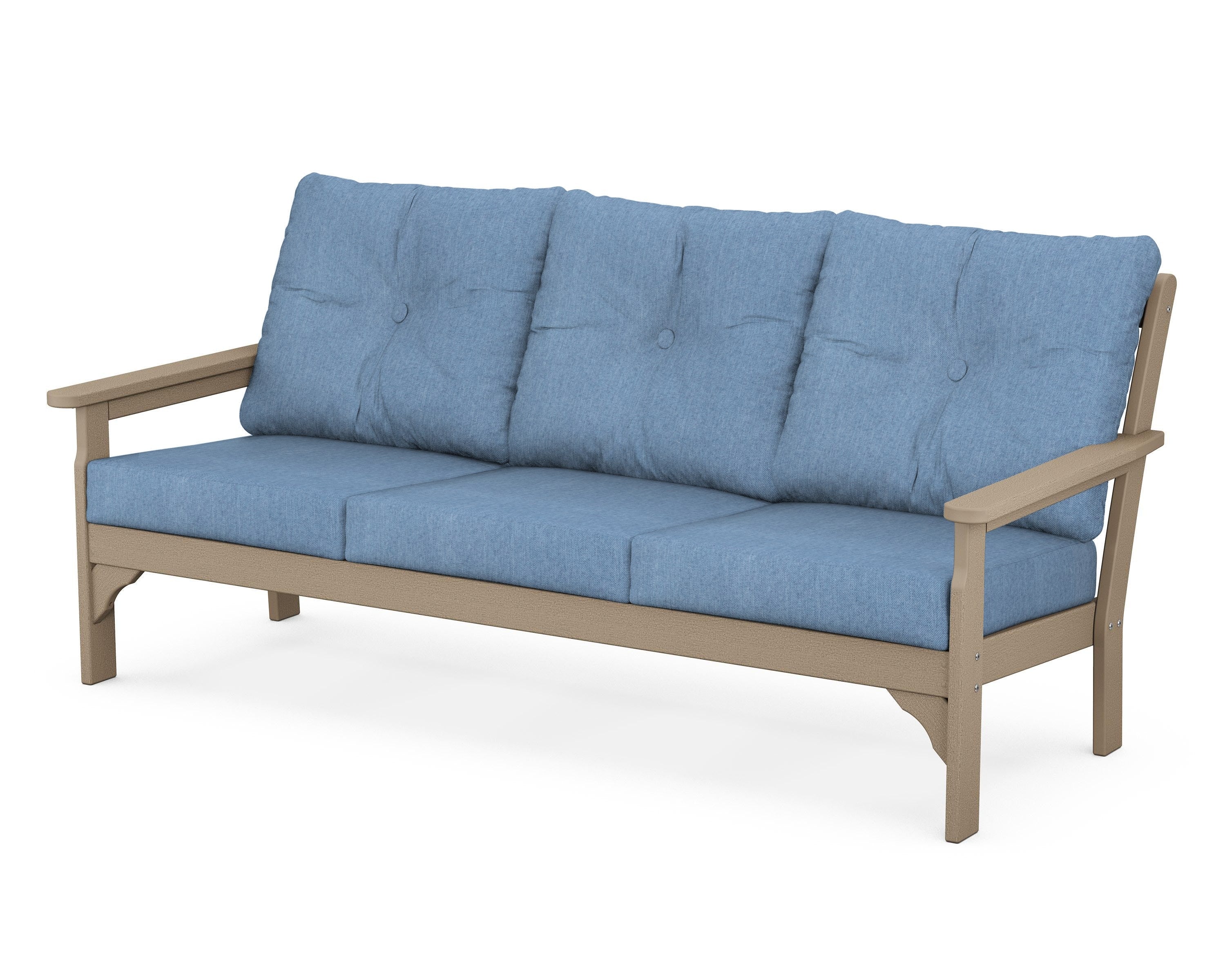 POLYWOOD® Vineyard Deep Seating Sofa in Vintage Sahara / Sky Blue