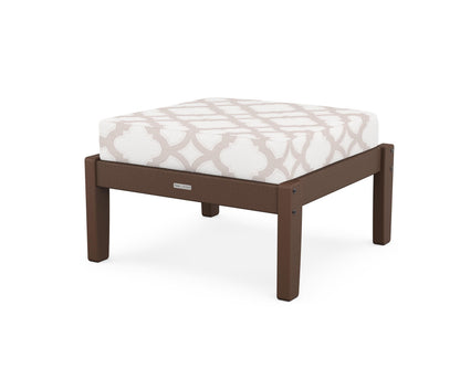 Martha Stewart by POLYWOOD® Chinoiserie Deep Seating Ottoman in Mahogany / Trellis Dune Burlap