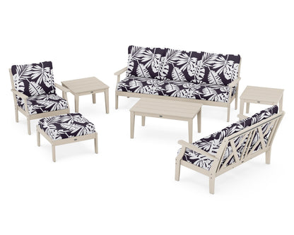 POLYWOOD® Braxton 7-Piece Deep Seating Set in Sand / Leaf Navy