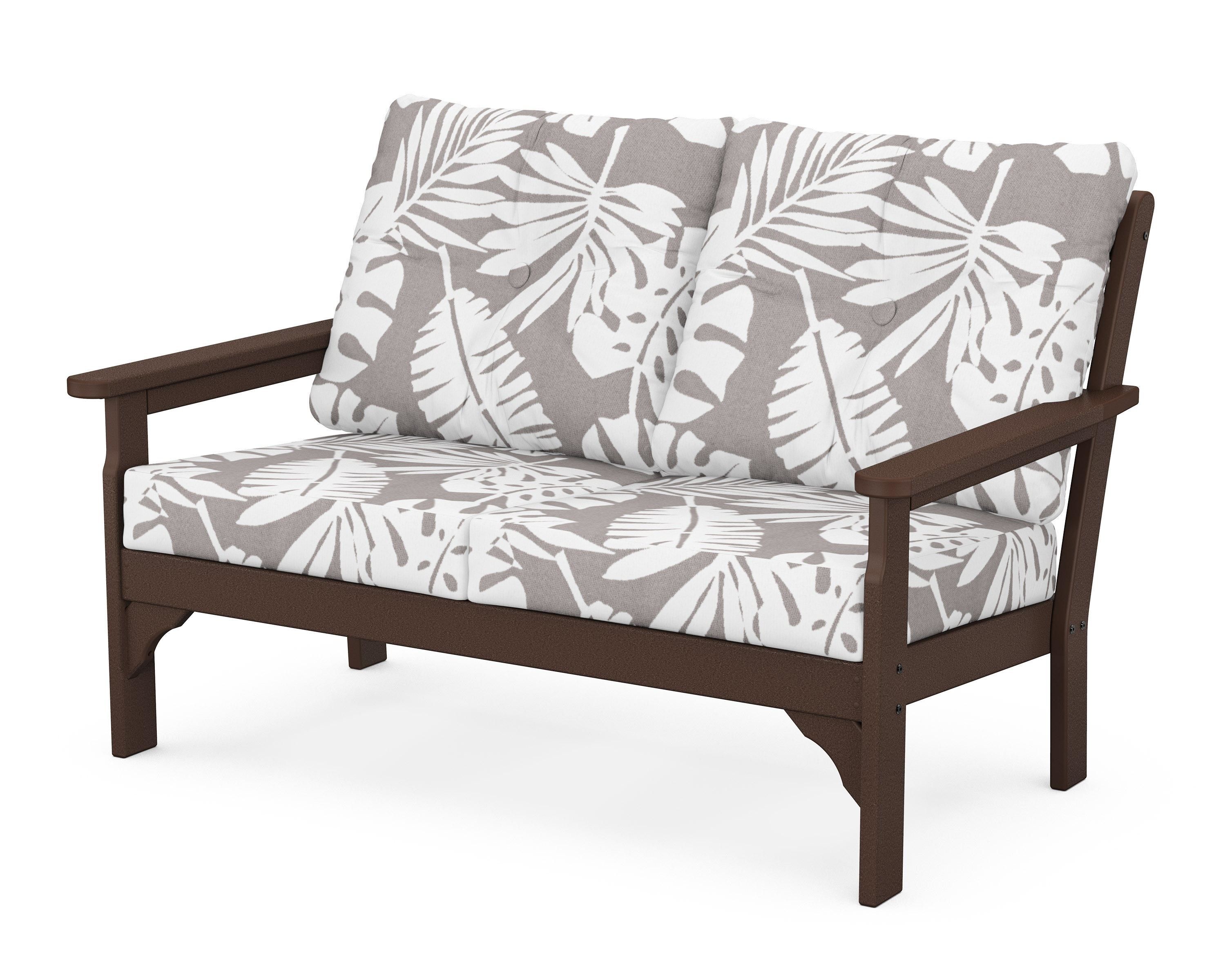 POLYWOOD® Vineyard Deep Seating Loveseat in Mahogany / Leaf Grey Mist