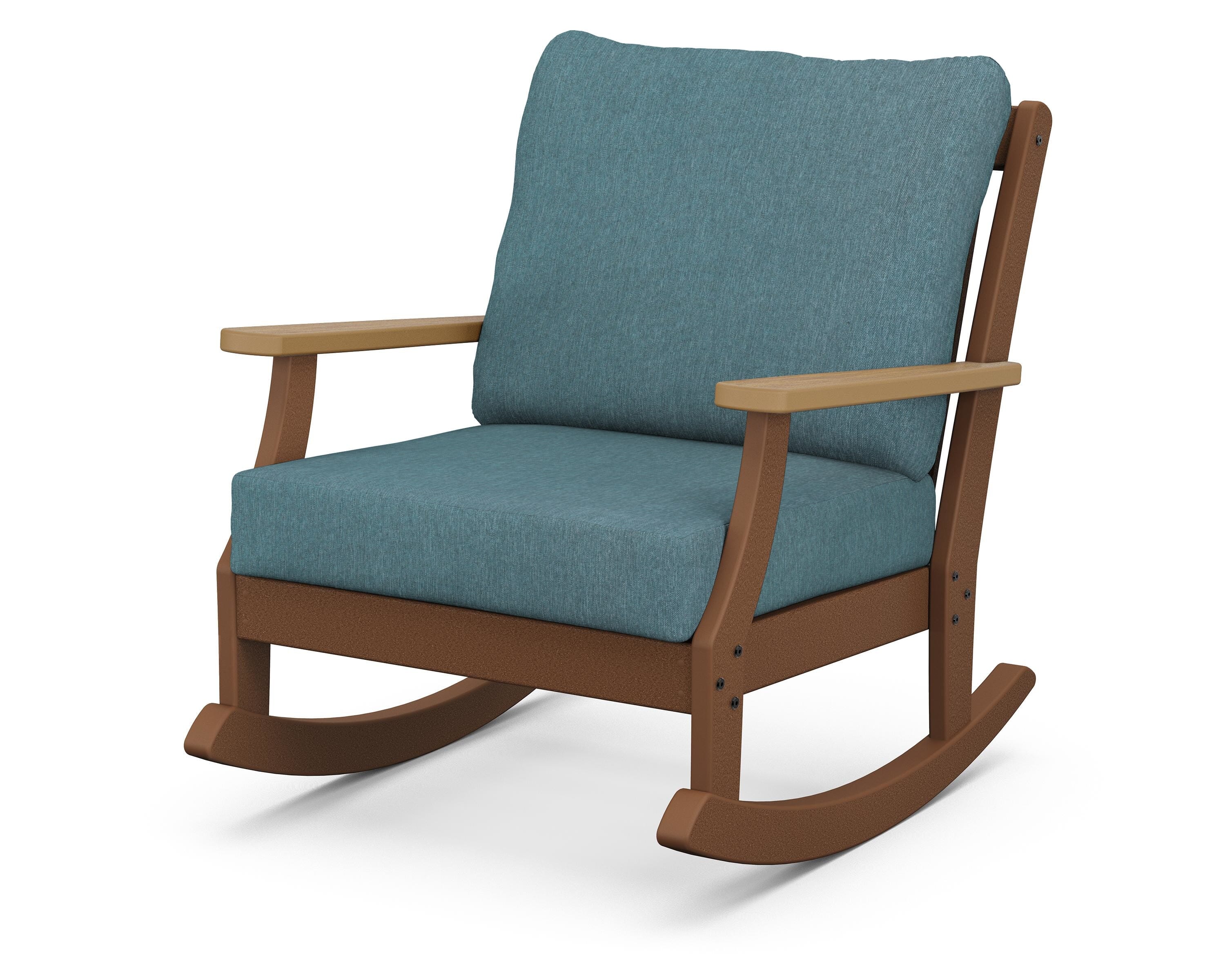 POLYWOOD® Braxton Deep Seating Rocking Chair in Teak / Natural / Ocean Teal