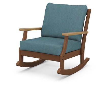 POLYWOOD® Braxton Deep Seating Rocking Chair in Teak / Natural / Ocean Teal