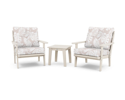POLYWOOD® Lakeside 3-Piece Deep Seating Chair Set in Sand / Leaf Dune Burlap
