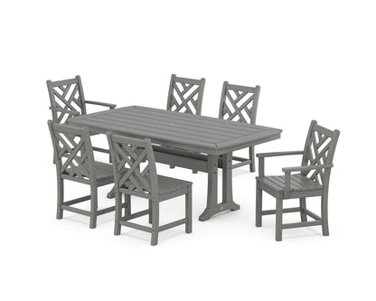 POLYWOOD® Chippendale 7-Piece Dining Set with Trestle Legs in Slate Grey