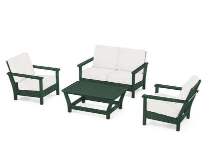 POLYWOOD® Harbour 4-Piece Deep Seating Set in Green / Natural Linen