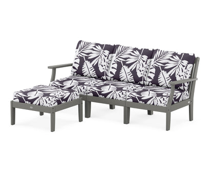 POLYWOOD® Braxton Modular 4-Piece Deep Seating Set with Ottoman in Slate Grey / Leaf Navy