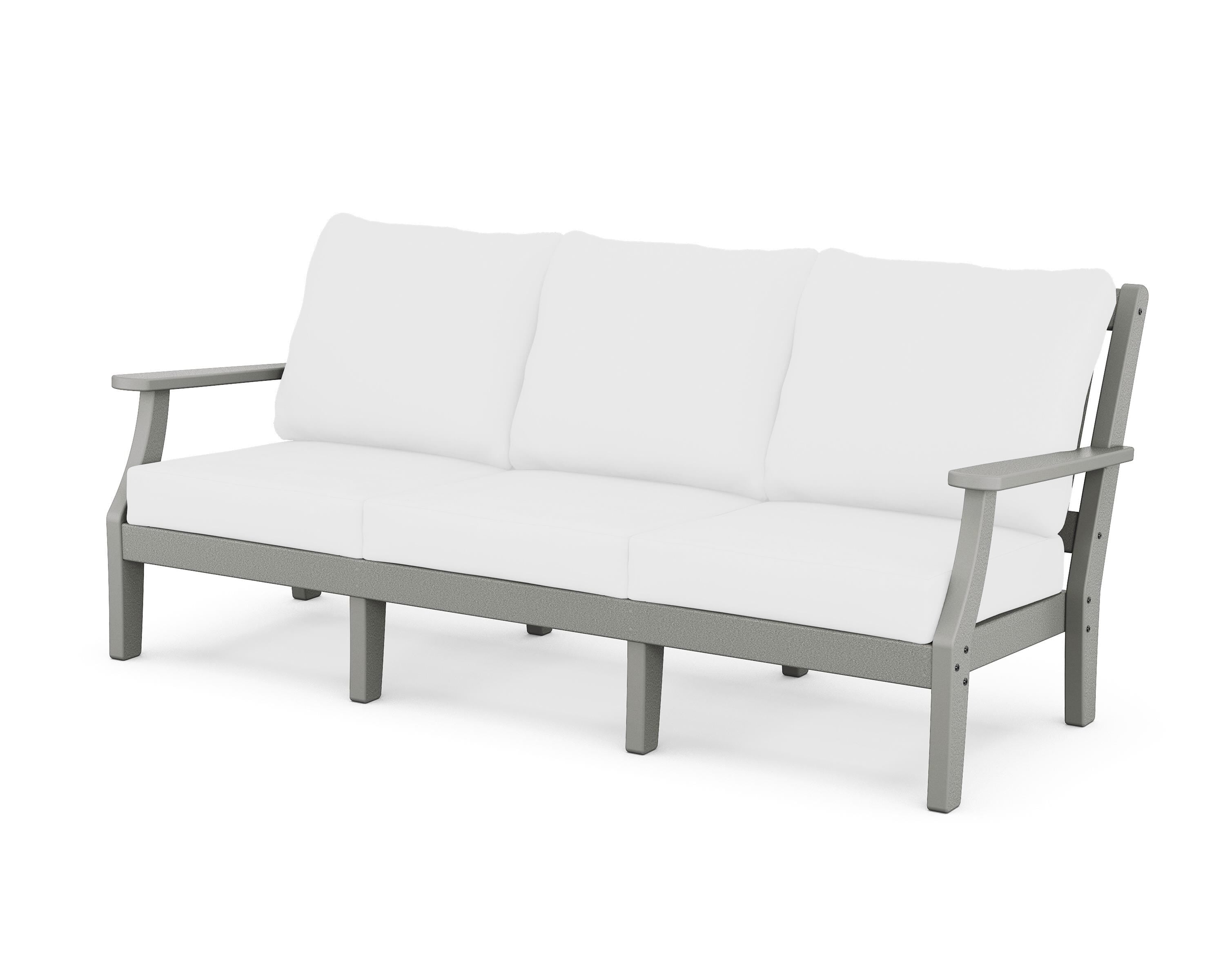Martha Stewart by POLYWOOD® Chinoiserie Deep Seating Sofa in Slate Grey / Natural