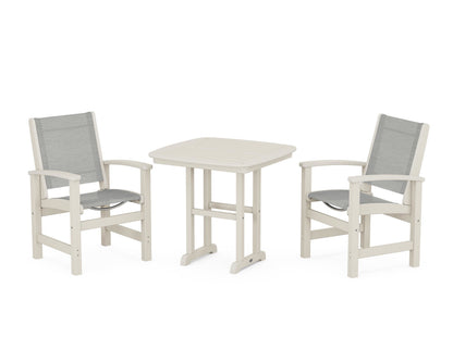 POLYWOOD® Coastal 3-Piece Dining Set in Sand / Metallic Sling