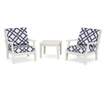 Country Living Wovendale 3-Piece Deep Seating Set in Sand / Trellis Navy