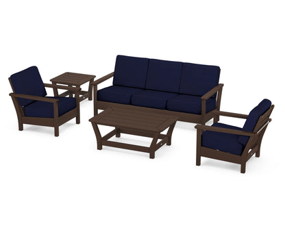 POLYWOOD® Harbour 5-Piece Deep Seating Set in Mahogany / Navy